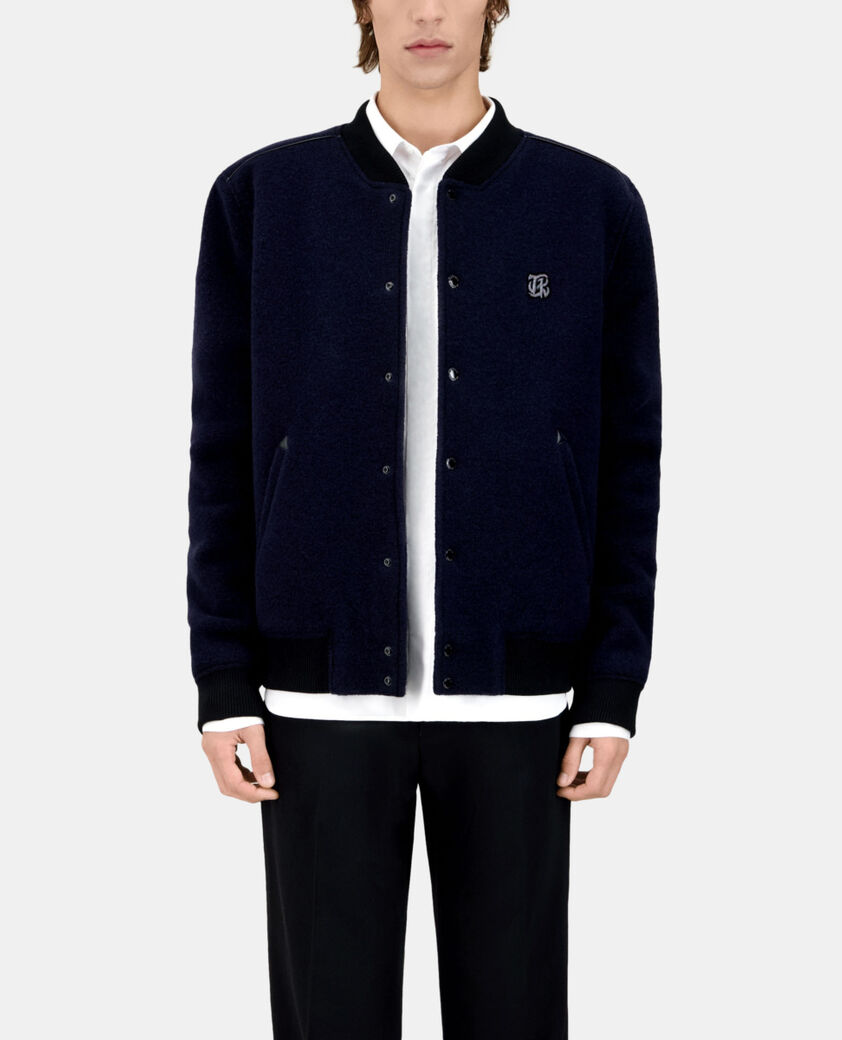 The Kooples HERREN DARK NAVY marineblaue jacke aus boucléstoff