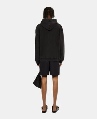 The Kooples MEN BLACK WASHED black hoodie with logo embroidery