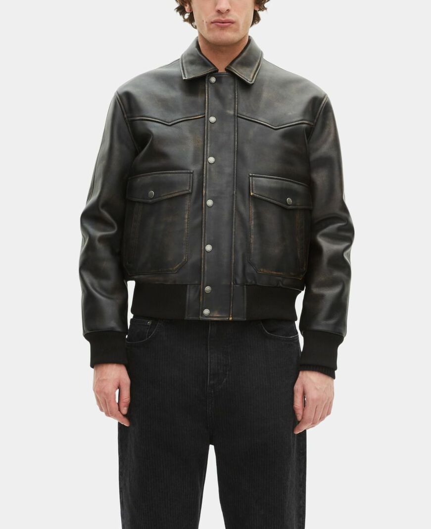 The Kooples MEN DARK BROWN brown leather jacket