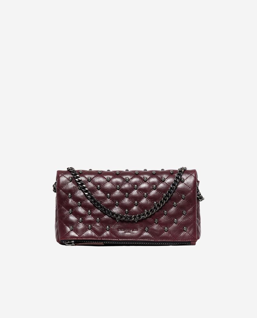 The Kooples WOMEN BURGUNDY heritage small clutch bag in burgundy leather