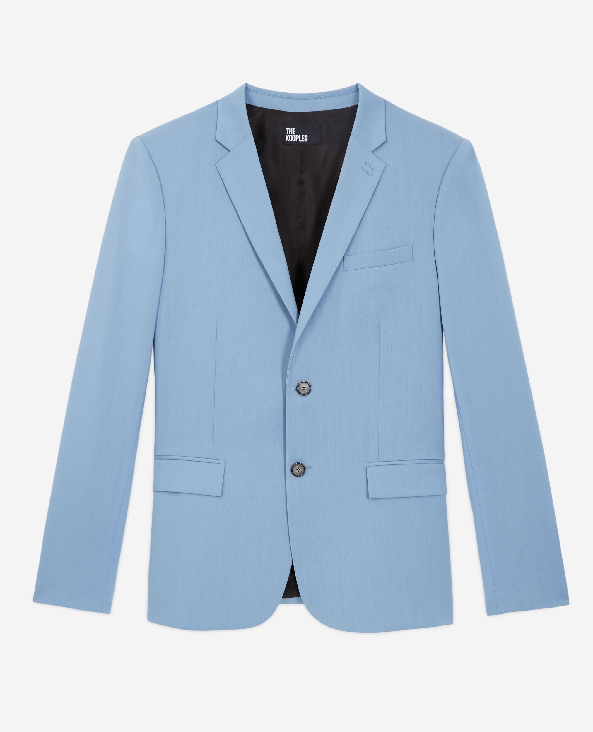 Blue end-on-end wool suit jacket, LIGHT BLUE, hi-res image number null