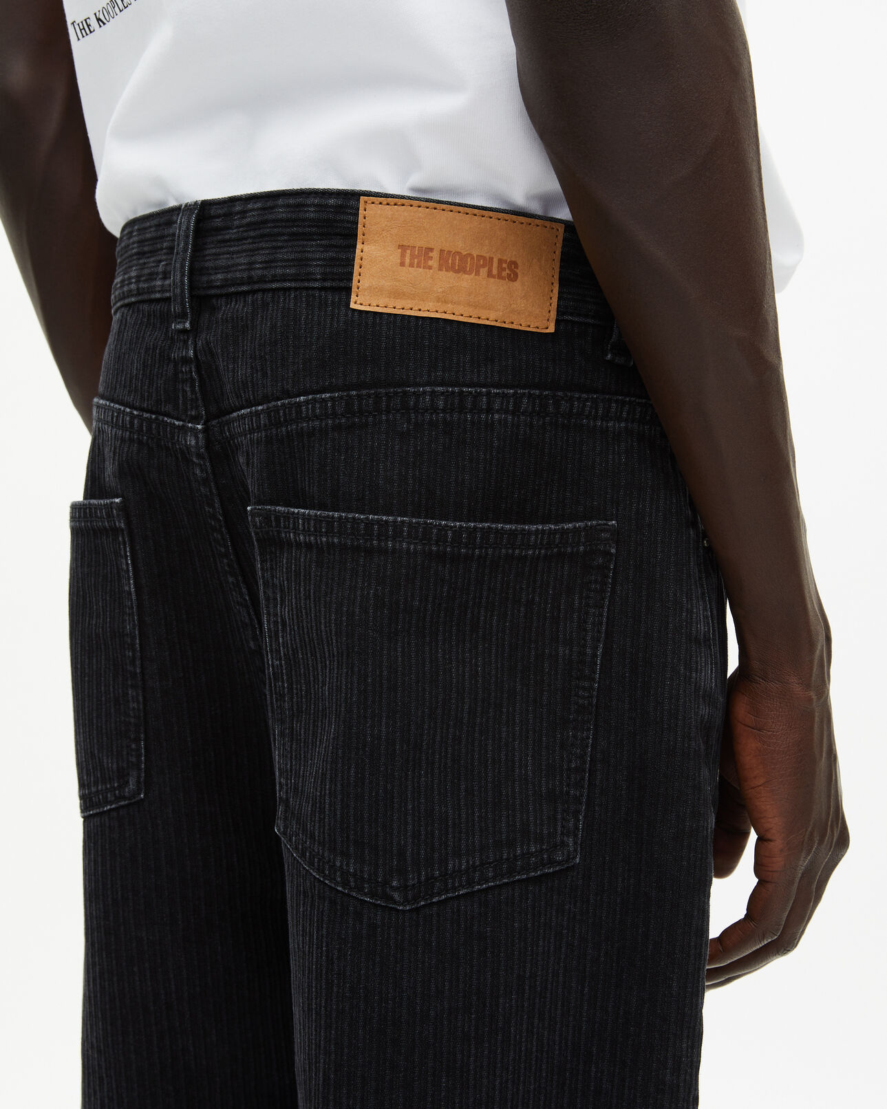 The Kooples HOMME BLACK WASHED jean baggy effet côtelé noir