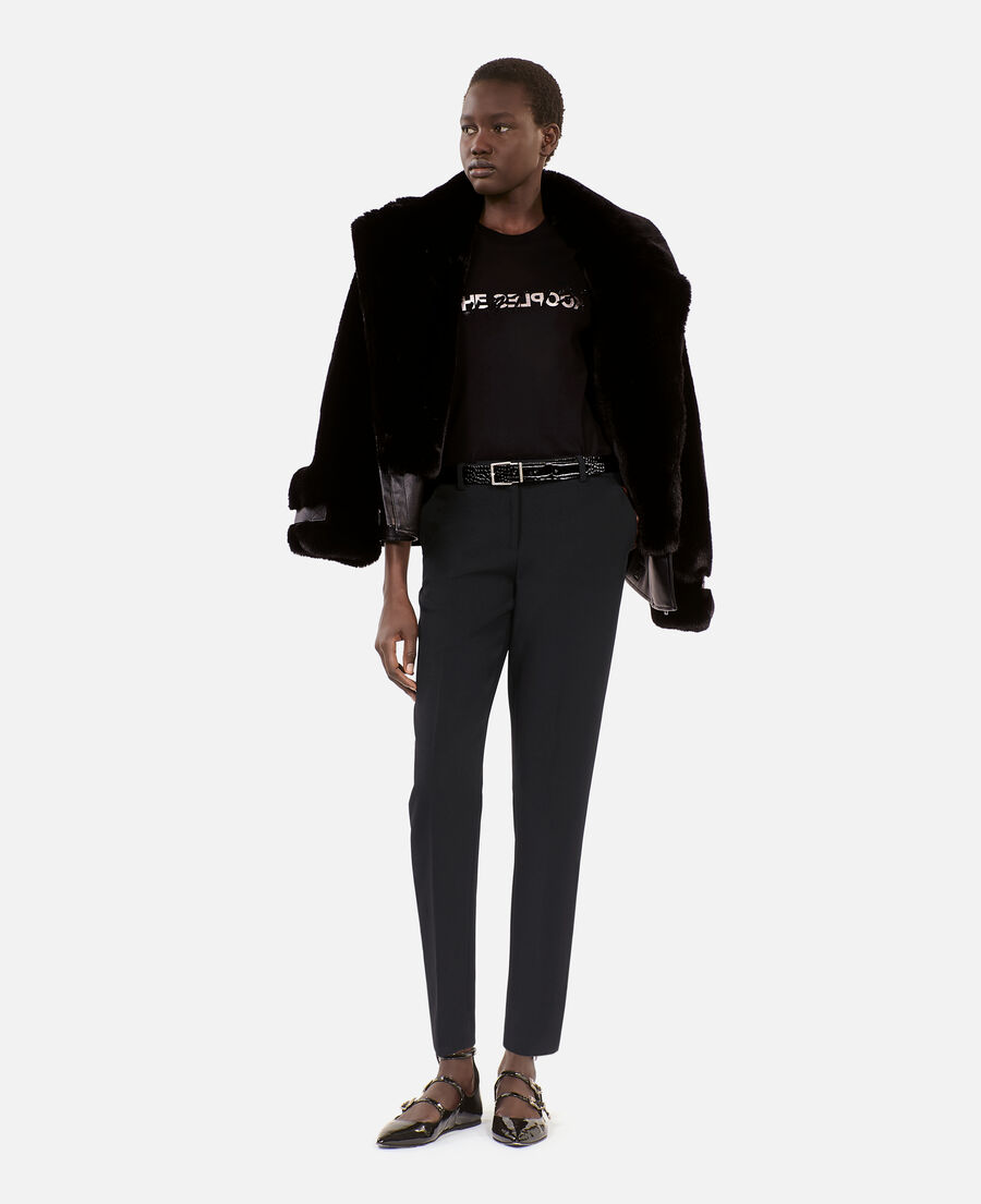 black crepe suit pants