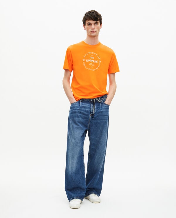 The Kooples MEN ORANGE t-shirt with orange screen printing