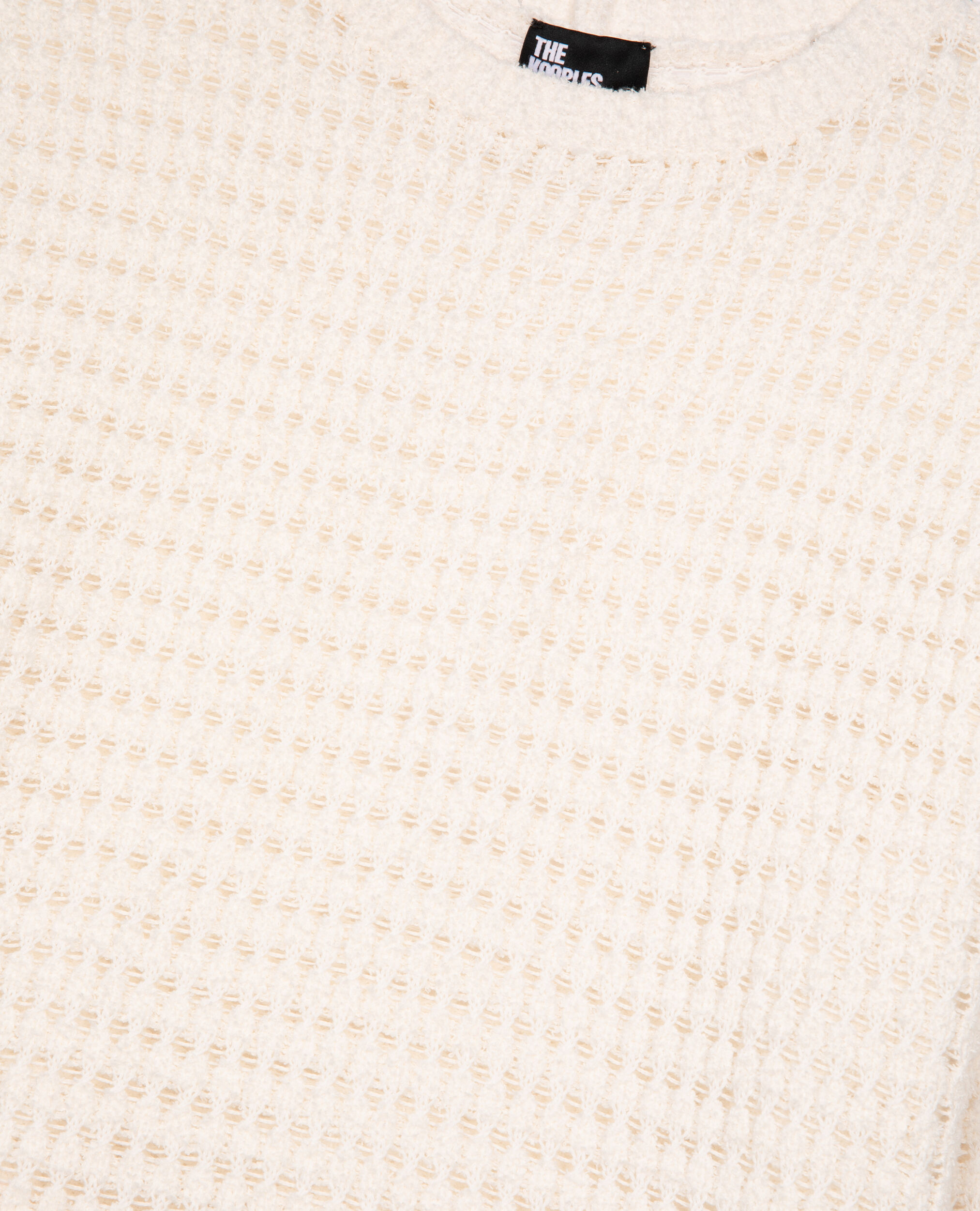 Short ecru openwork cotton blend sweater, ECRU, hi-res image number null