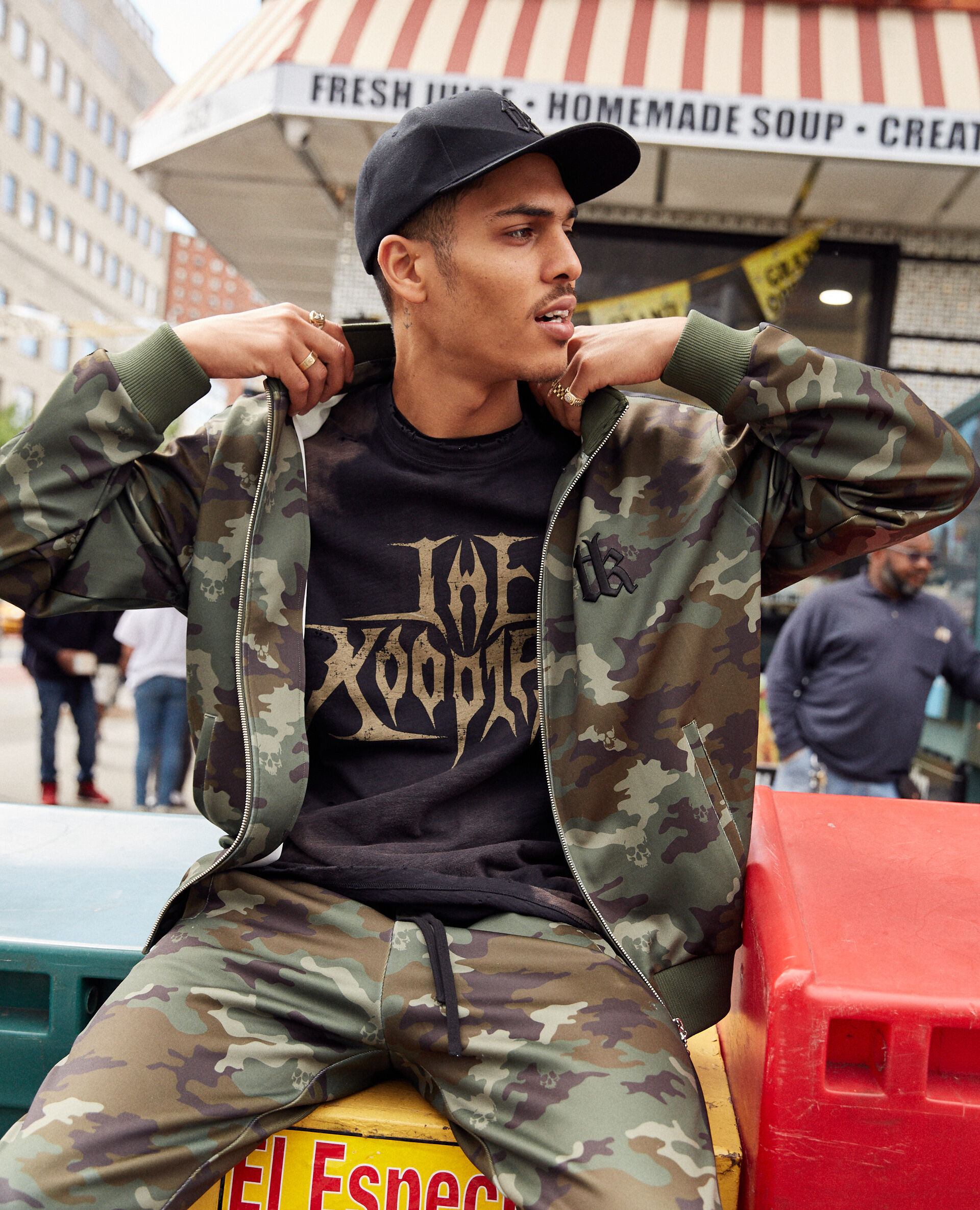 Technical zip up sweatshirt with camouflage print