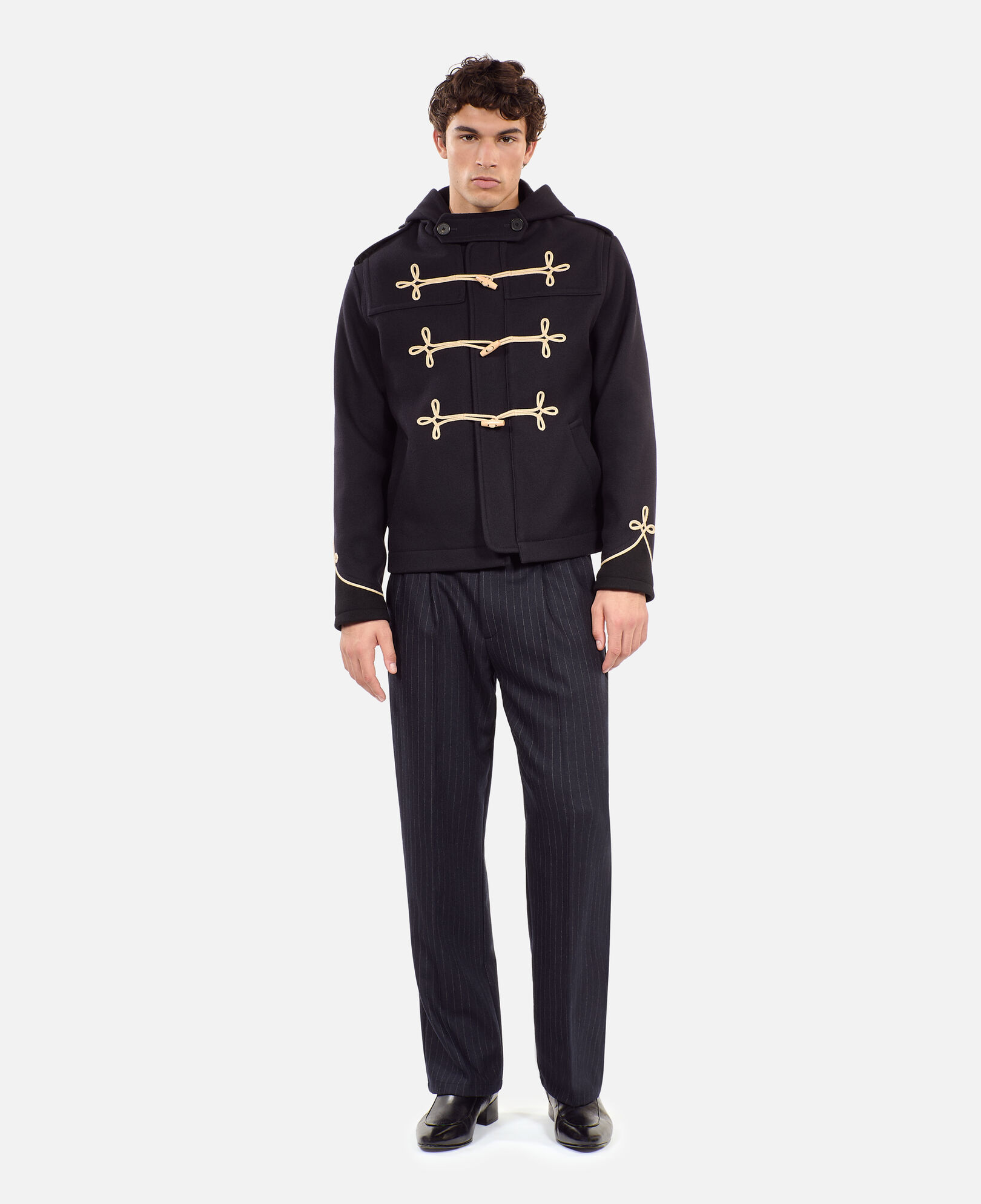 The Kooples MEN DARK NAVY short navy blue hooded pea coat