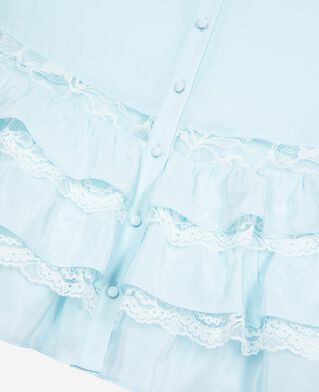 The Kooples DAMEN BABY BLUE hellblaues spitzen- und rüschenhemd