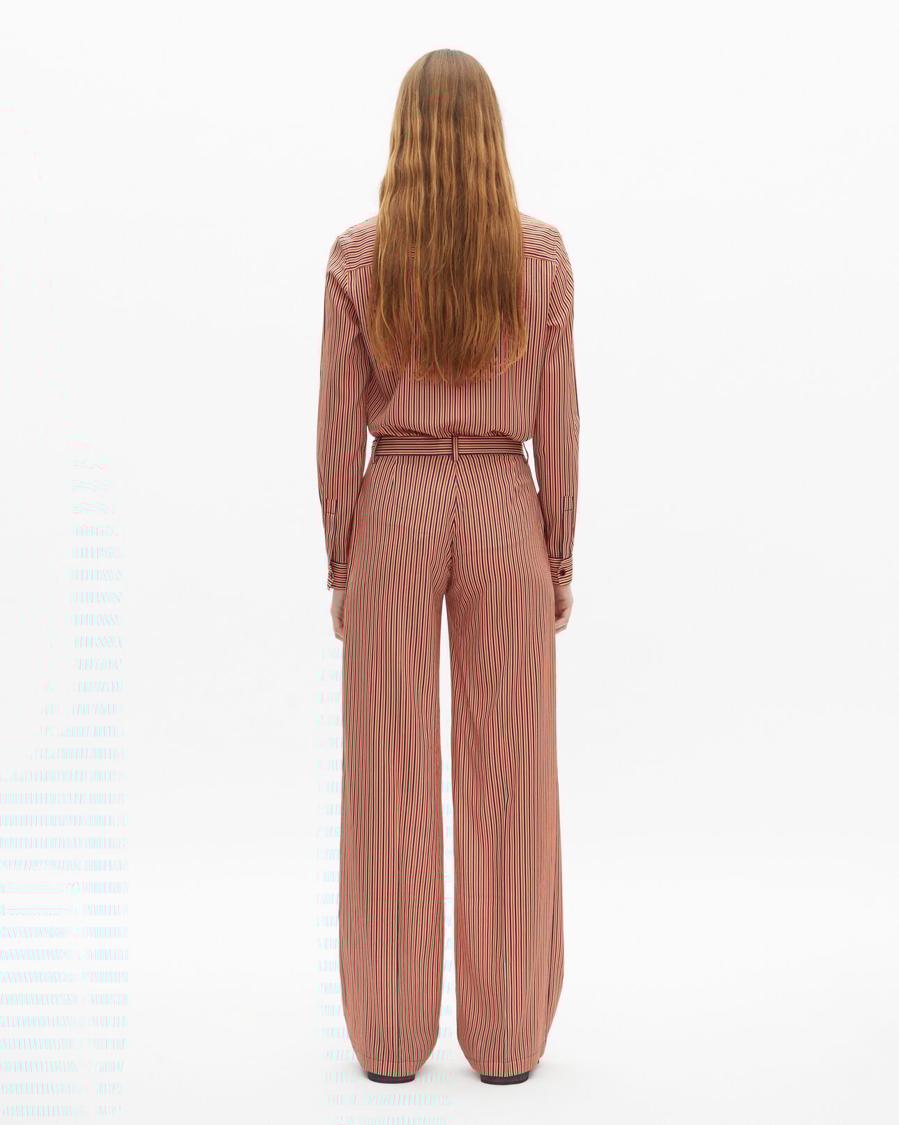 The Kooples WOMEN DARK NAVY / FIRE RED wide-leg pants with red and blue stripes