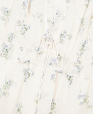 The Kooples WOMEN WHITE / SKY BLUE white floral print short dress with ruffles