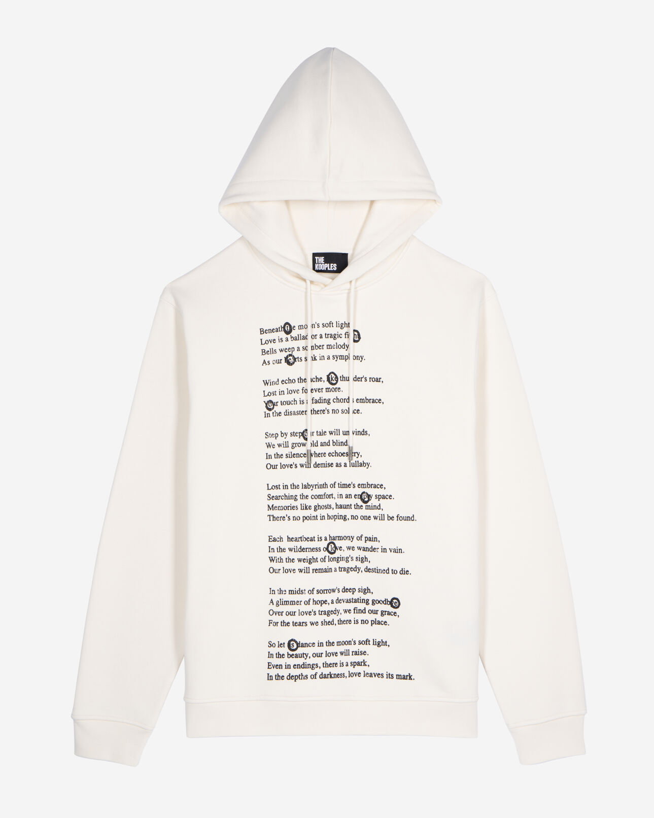The Kooples MEN ECRU hooded sweatshirt with ecru screen print
