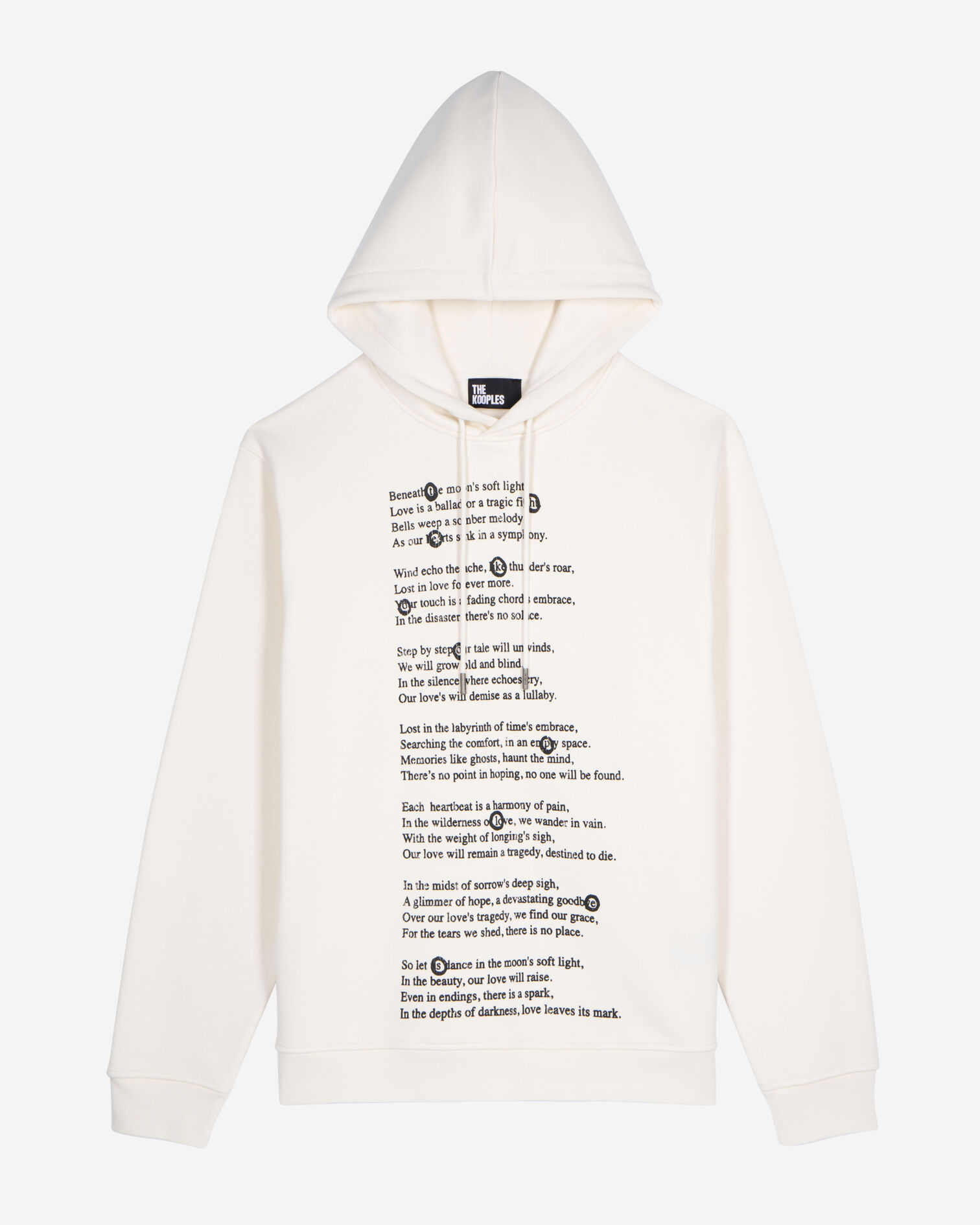 Hooded sweatshirt with ecru screen print, ECRU, hi-res image number null