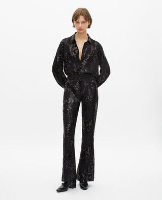 The Kooples FEMME BLACK pantalon flare à sequins noir