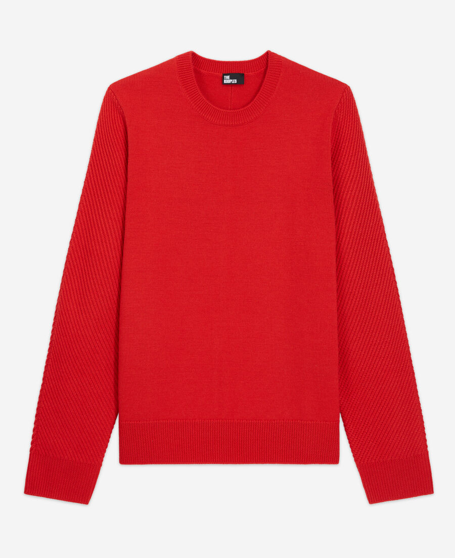 red wool sweater