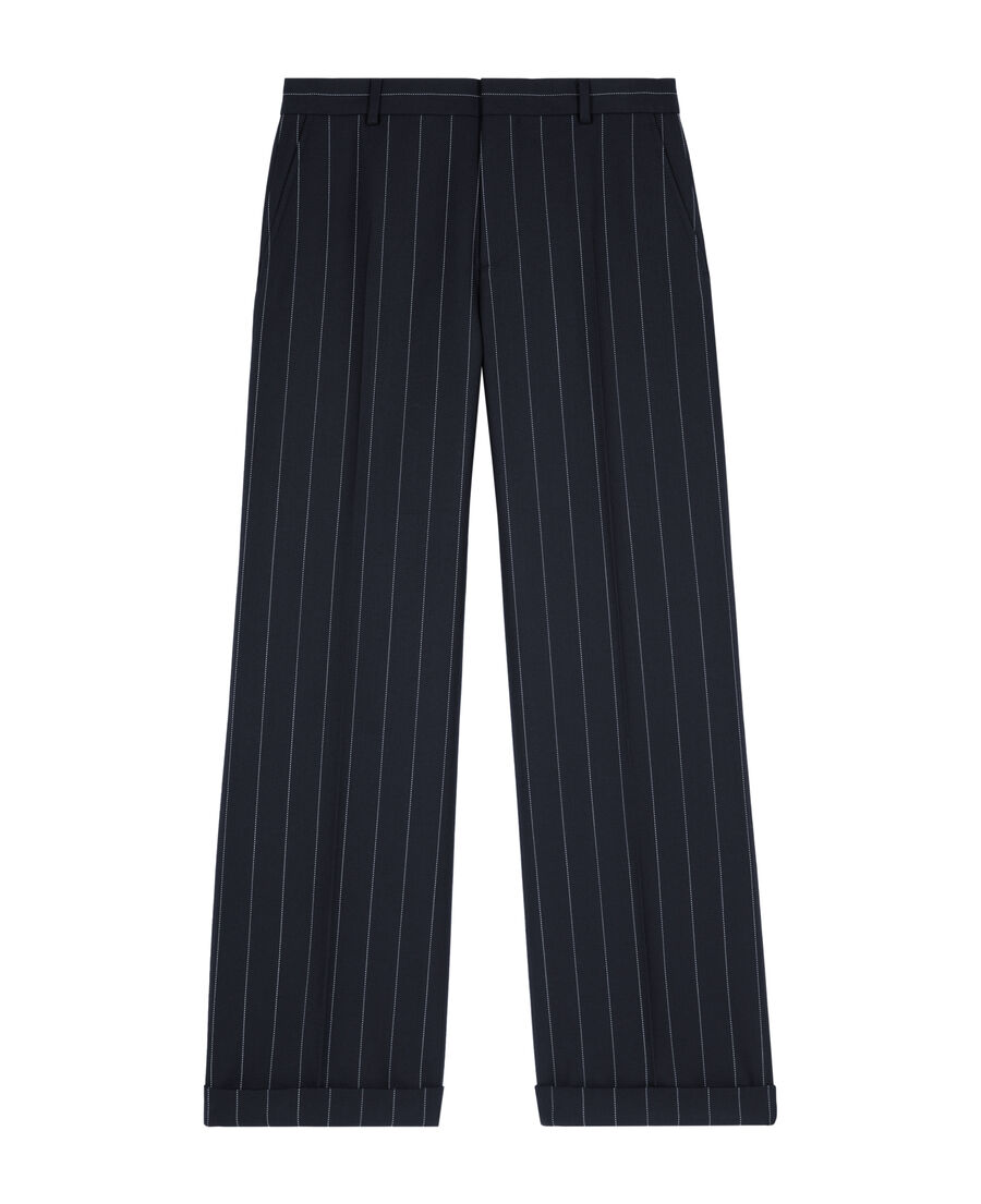 The Kooples WOMEN NAVY straight-leg wool blend tennis stripe tailored pants
