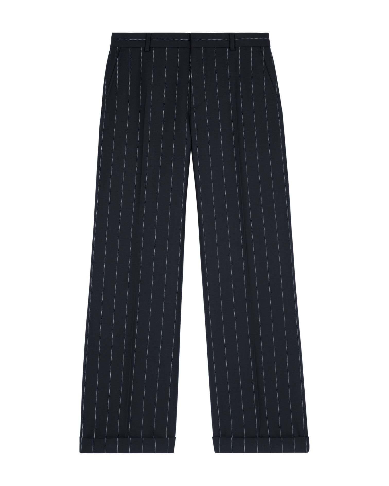 Straight-leg wool blend tennis stripe tailored pants, NAVY, hi-res image number null
