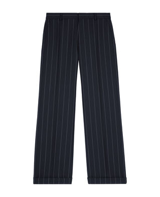 The Kooples WOMEN NAVY straight-leg wool blend tennis stripe tailored pants