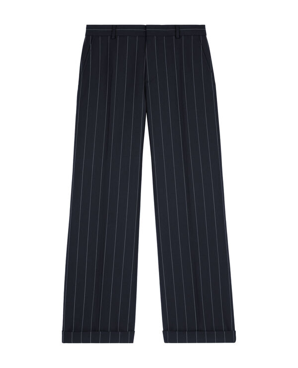 The Kooples MUJER NAVY pantalón recto de raya diplomática en mezcla de lana