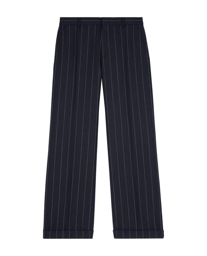 The Kooples WOMEN NAVY straight-leg wool blend tennis stripe tailored pants