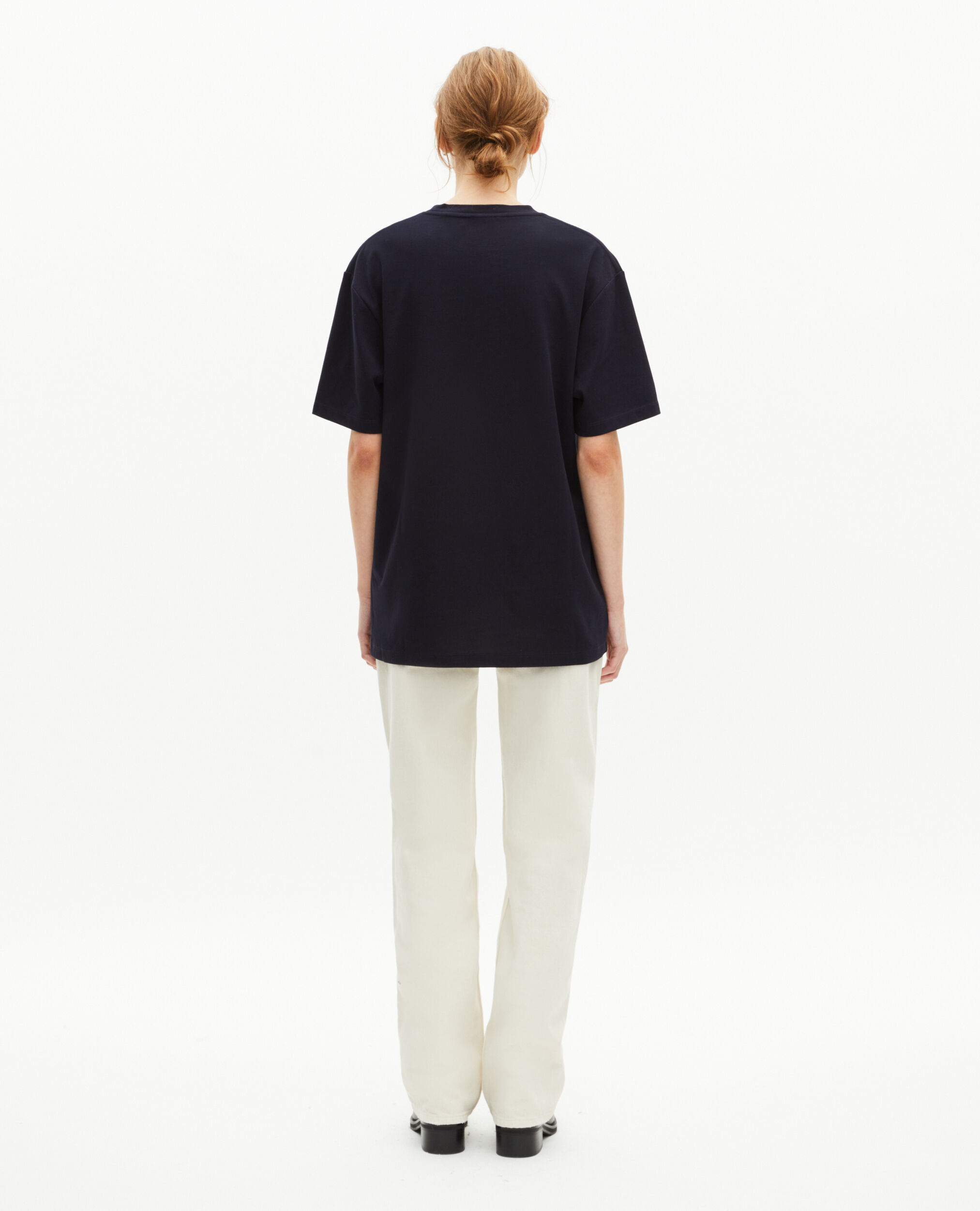 Navy blue plain straight unisex T-shirt, NAVY, hi-res image number null