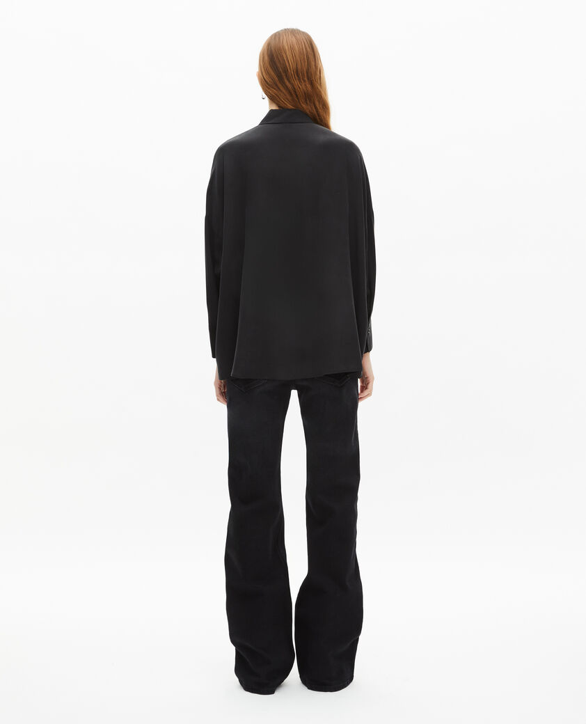 The Kooples FEMME BLACK chemise ample en soie lavée noire