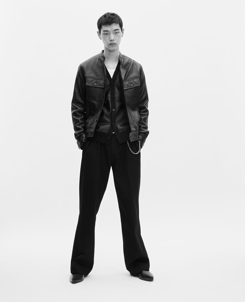 The Kooples MEN BLACK black leather jacket