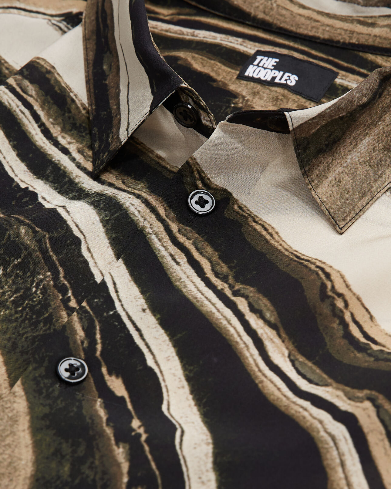 The Kooples MEN BEIGE-BROWN printed silk shirt