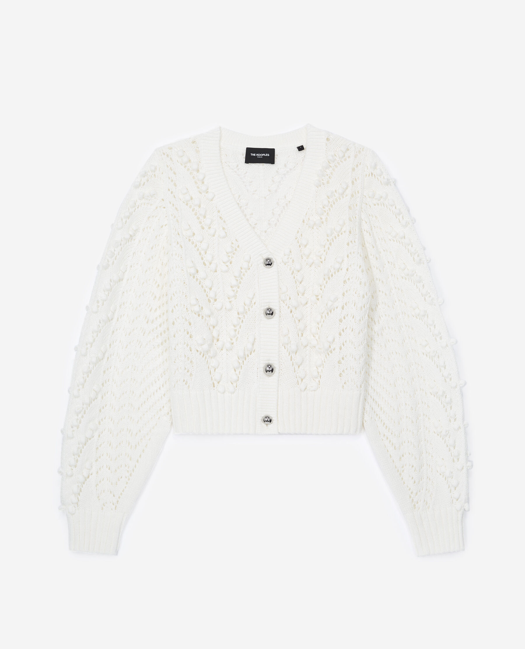 Cable knit ecru cardigan in cotton The Kooples