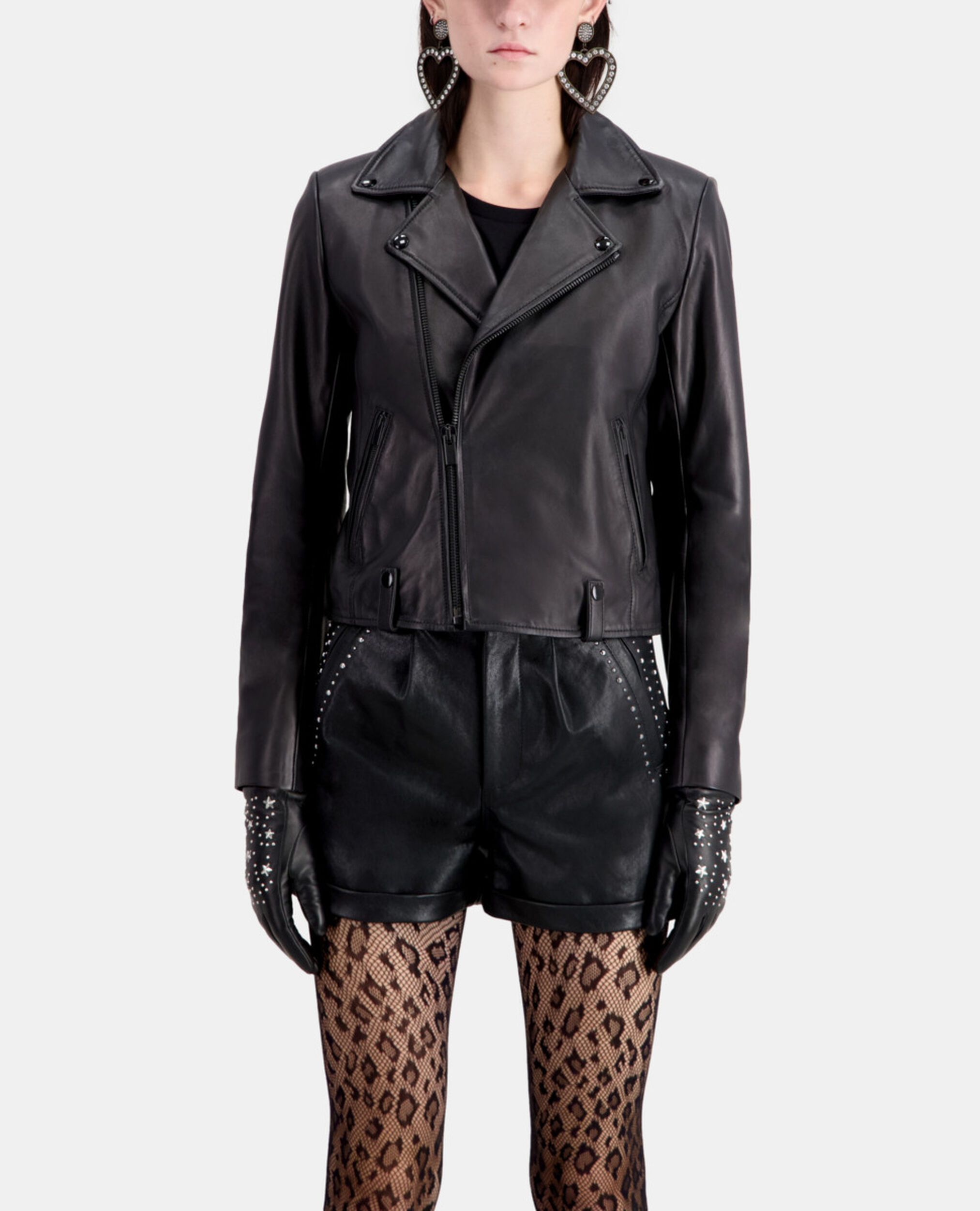 Schwarze Lederjacke, BLACK, hi-res image number null