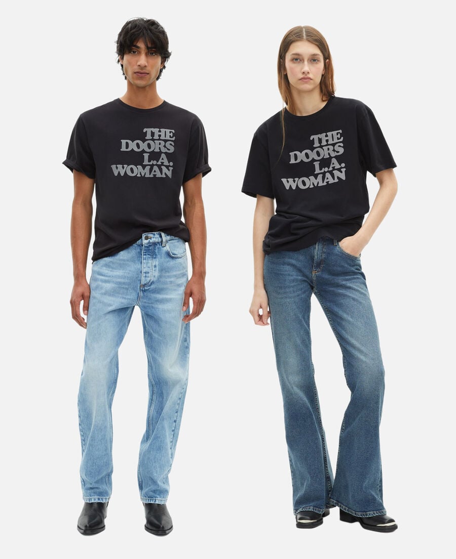The Kooples M BLACK WASHED the doors x the kooples mixed t-shirt black