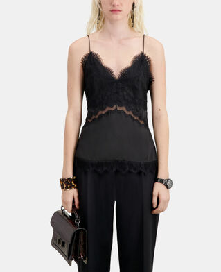 The Kooples MUJER BLACK camiseta interior negra detalles encaje