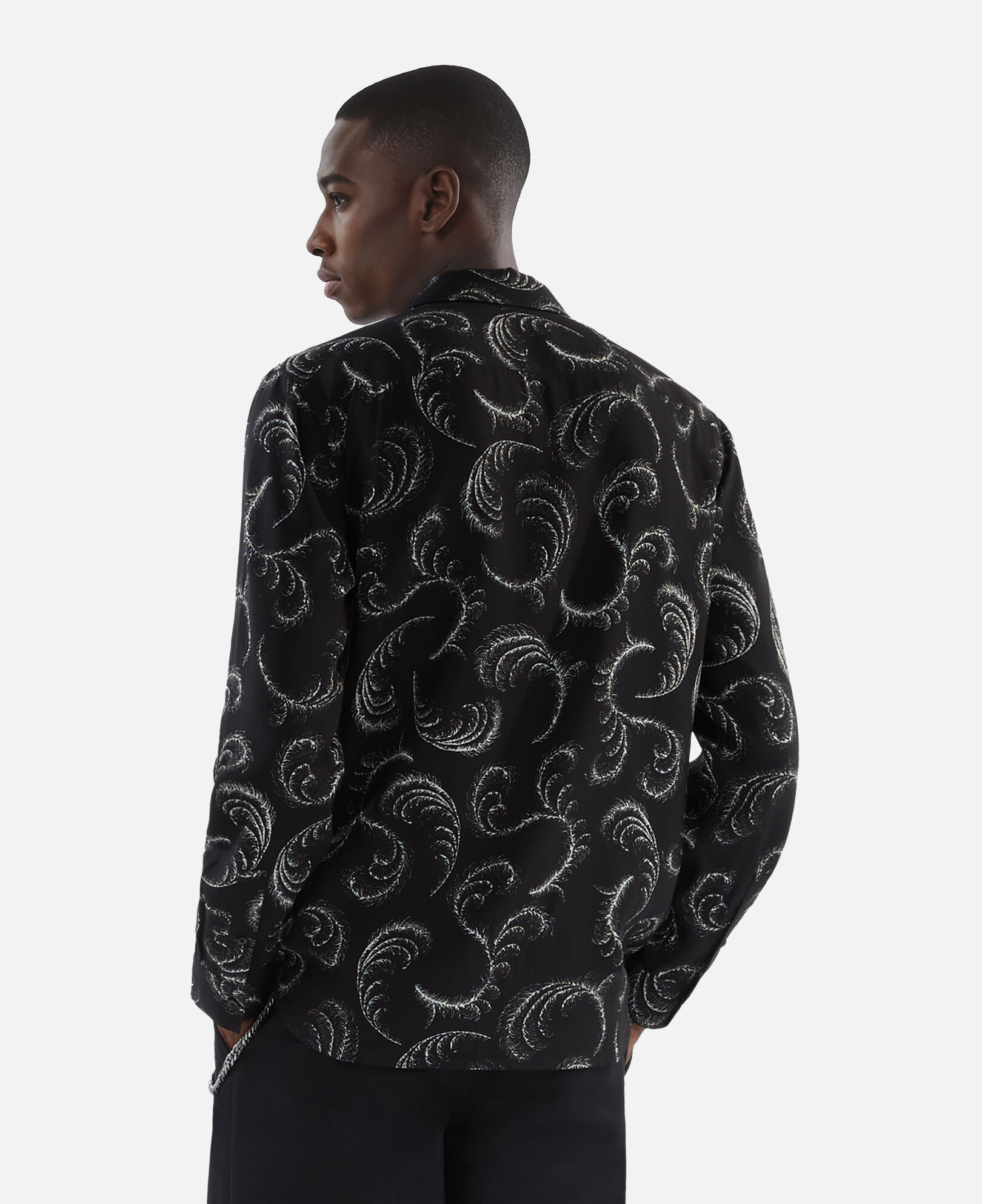The Kooples MEN BLACK WHITE feather print shirt