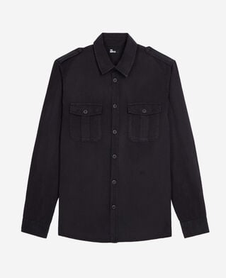 The Kooples HOMME BLACK chemise en lyocell et lin noire
