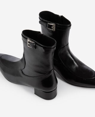 The Kooples MEN BLACK black leather ankle boots with buckle