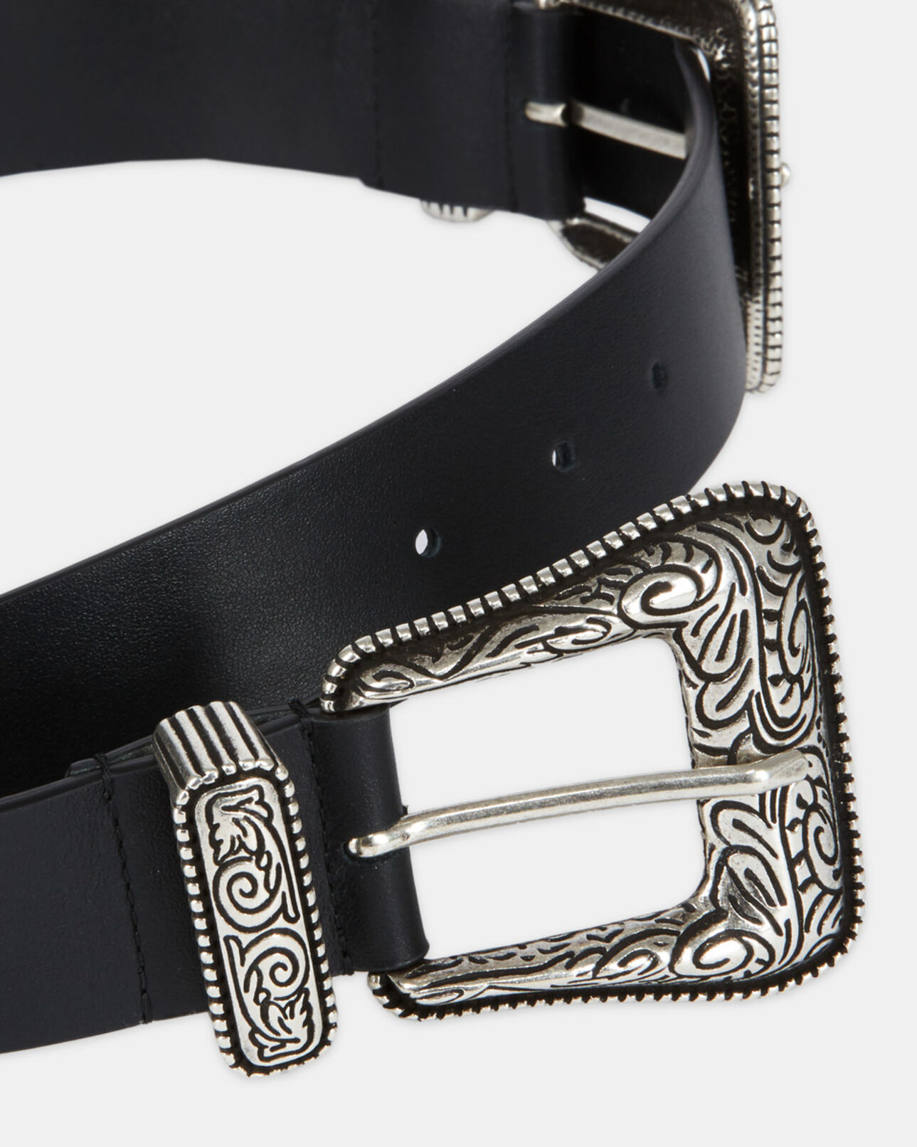 The Kooples WOMEN BLACK wide black leather belt