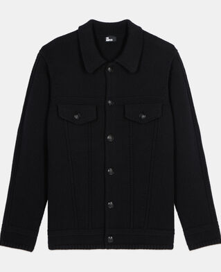 The Kooples HOMME BLACK cardigan en laine noire