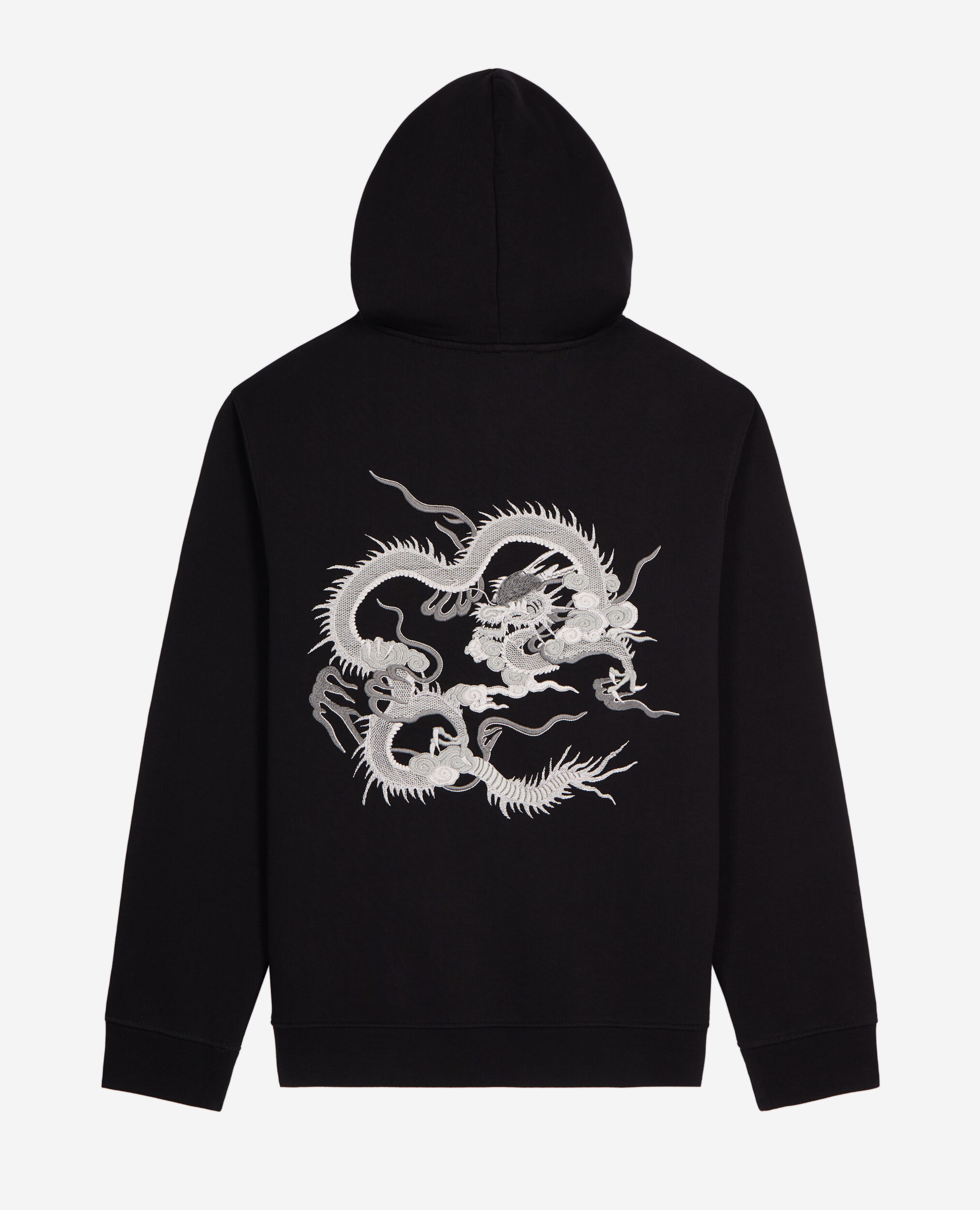 Black hoodie with Dragon embroidery, BLACK, hi-res image number null