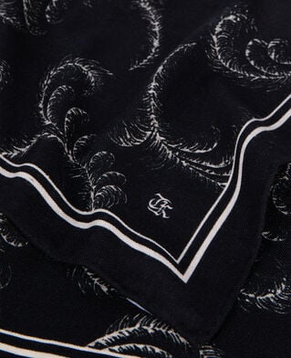 The Kooples WOMEN BLACK WHITE printed scarf in black wool and silk