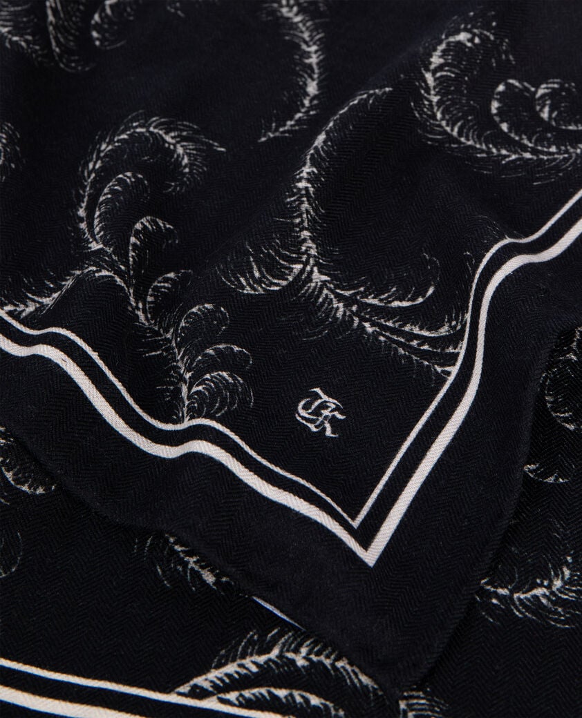 The Kooples FEMME BLACK WHITE foulard imprimé en laine et soie noir