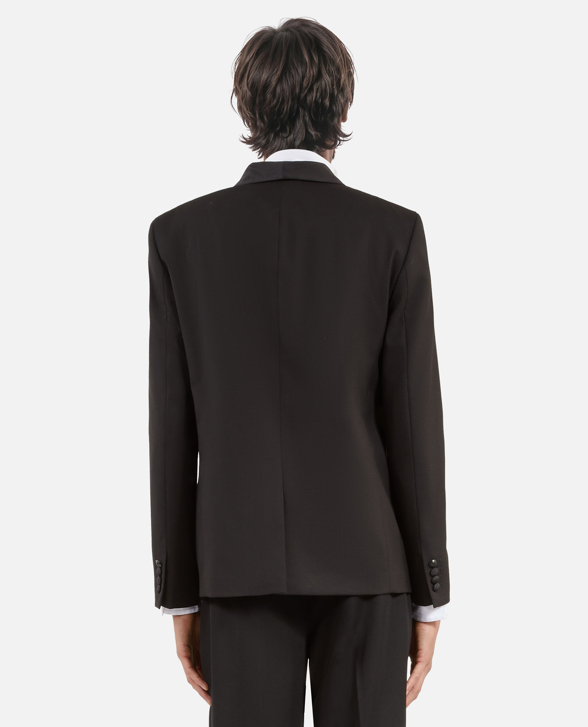 Black wool tuxedo jacket, BLACK, hi-res image number null
