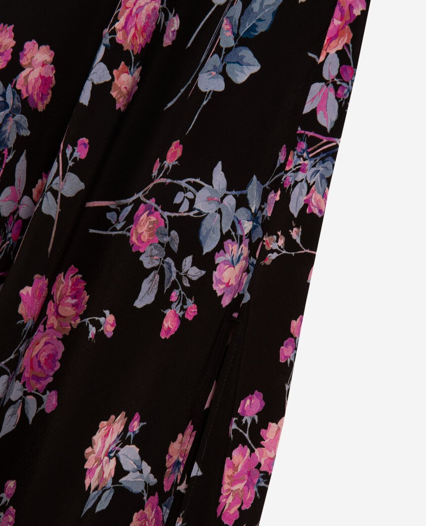 The Kooples WOMEN BLACK / PINK black floral print long skirt