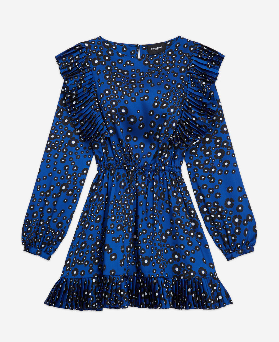 robe courte imprimée bleue