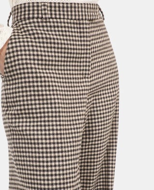 The Kooples WOMEN ECRU BLACK loose-fitting vichy check trousers