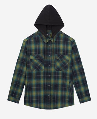 The Kooples MEN BLACK / GREEN black and green checked overshirt with hood