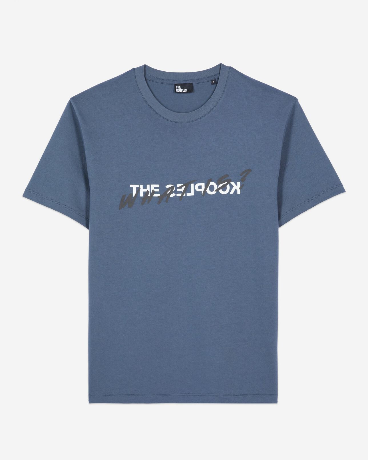 The Kooples HERREN DARK NAVY / DARK NAVY nachtblaues t-shirt mit „what is“-schriftzug