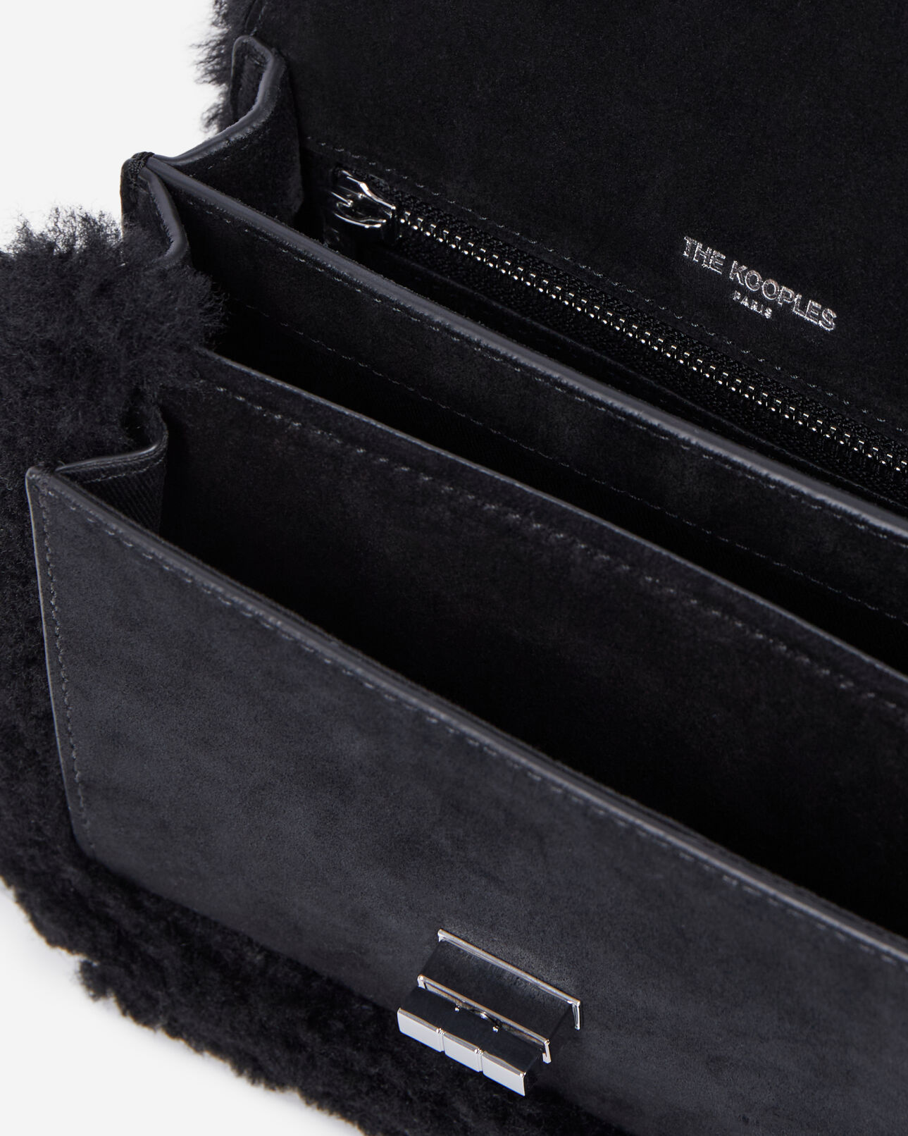 The Kooples FEMME BLACK sac emily small cuir suède noir