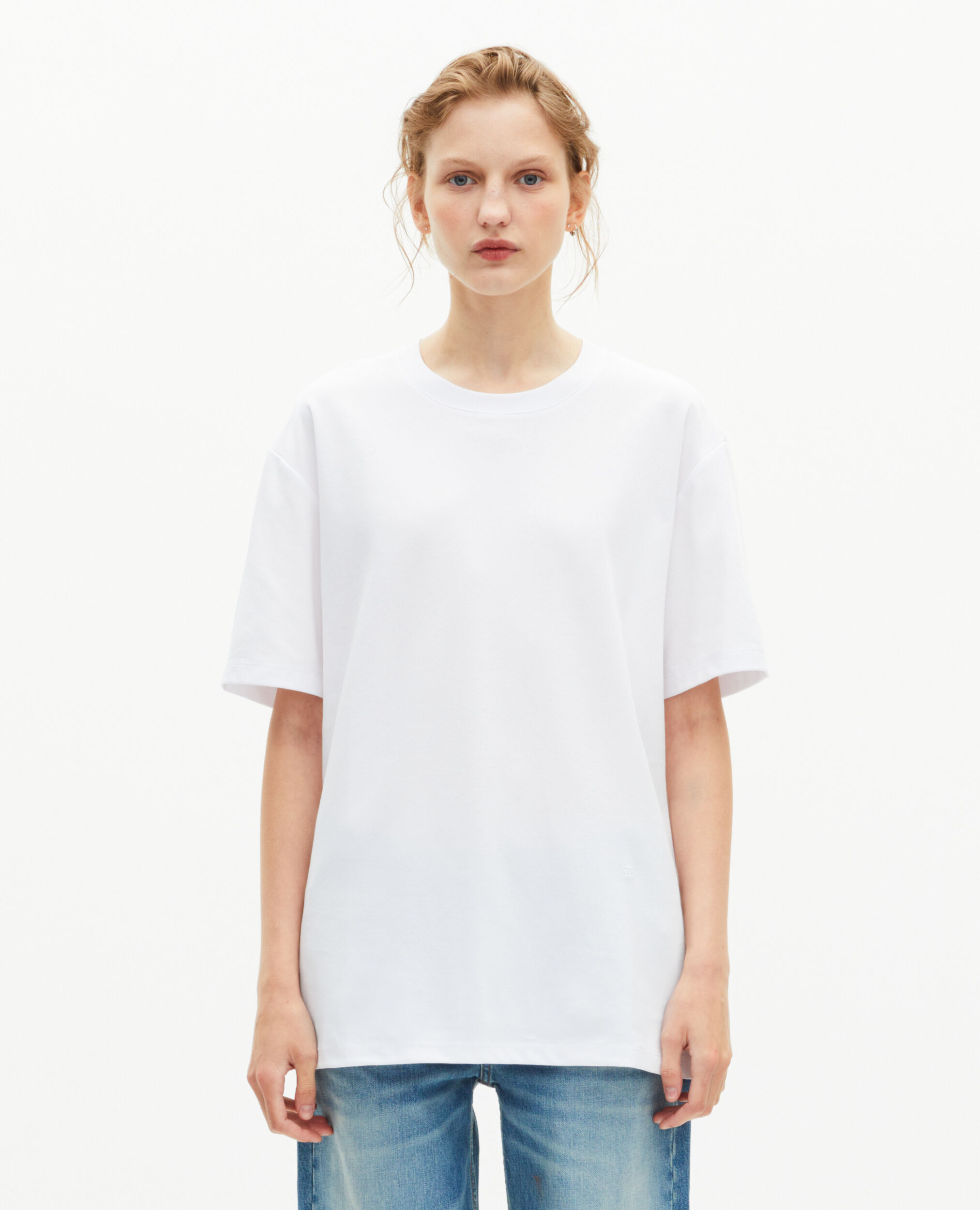 Unisex-T-Shirt in schlichtem Weiß mit geradem Schnitt, WHITE, hi-res image number null