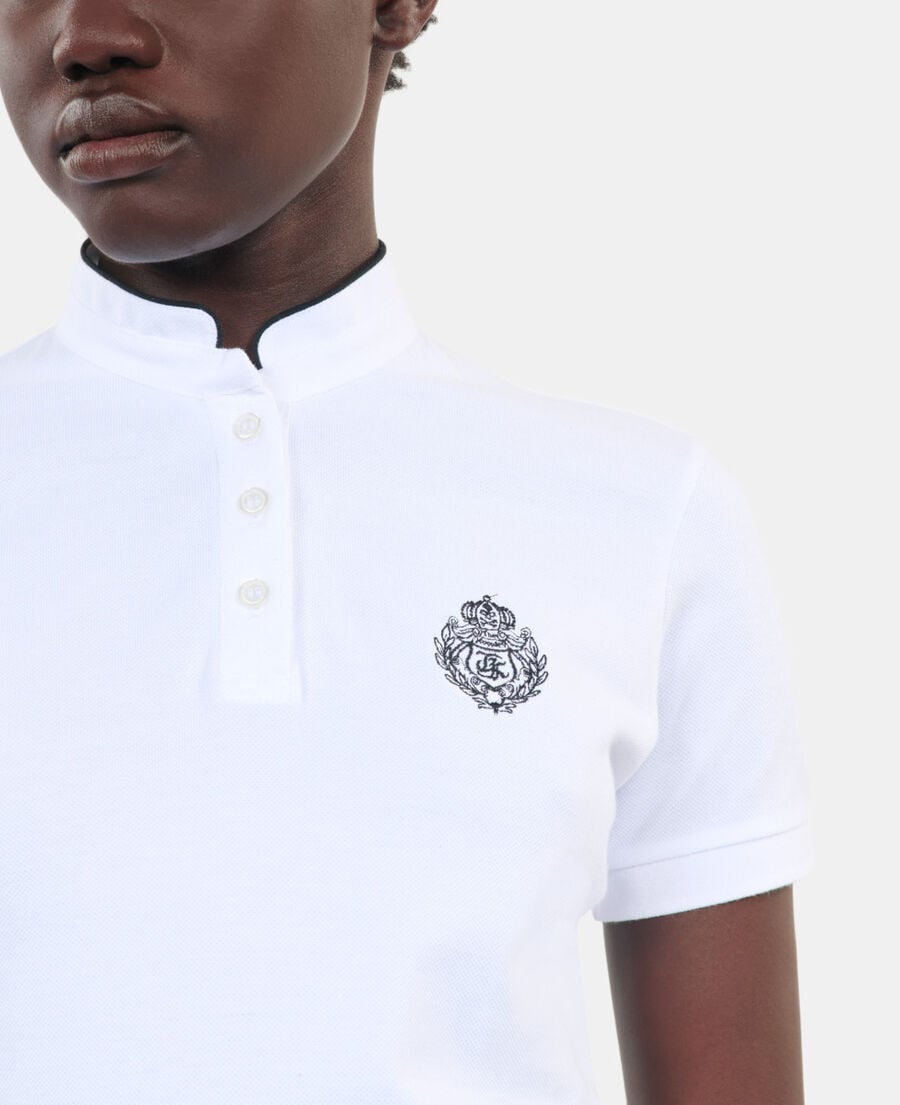 The Kooples F WHITE white piqué cotton polo t-shirt