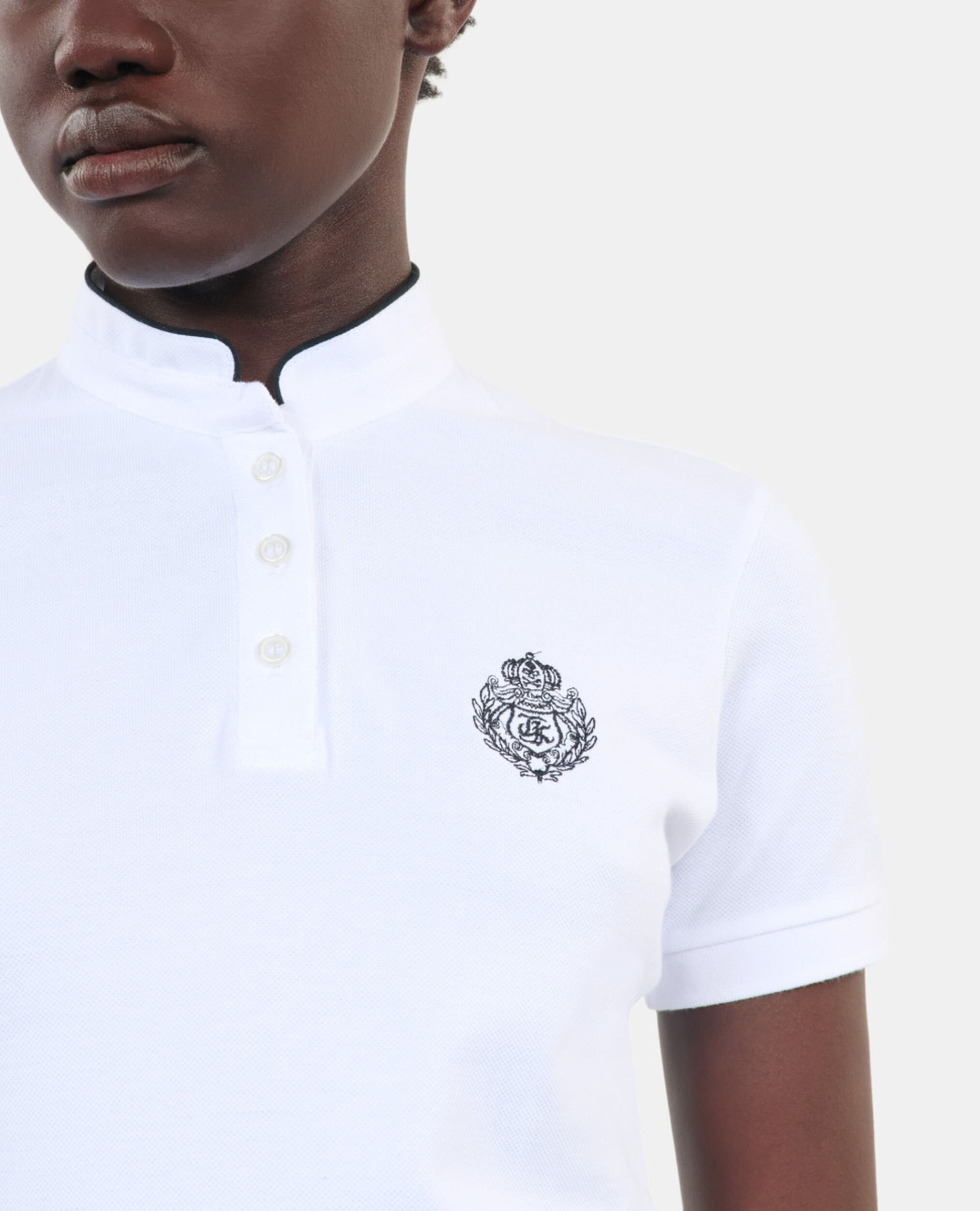 White piqué cotton polo t-shirt, WHITE, hi-res image number null