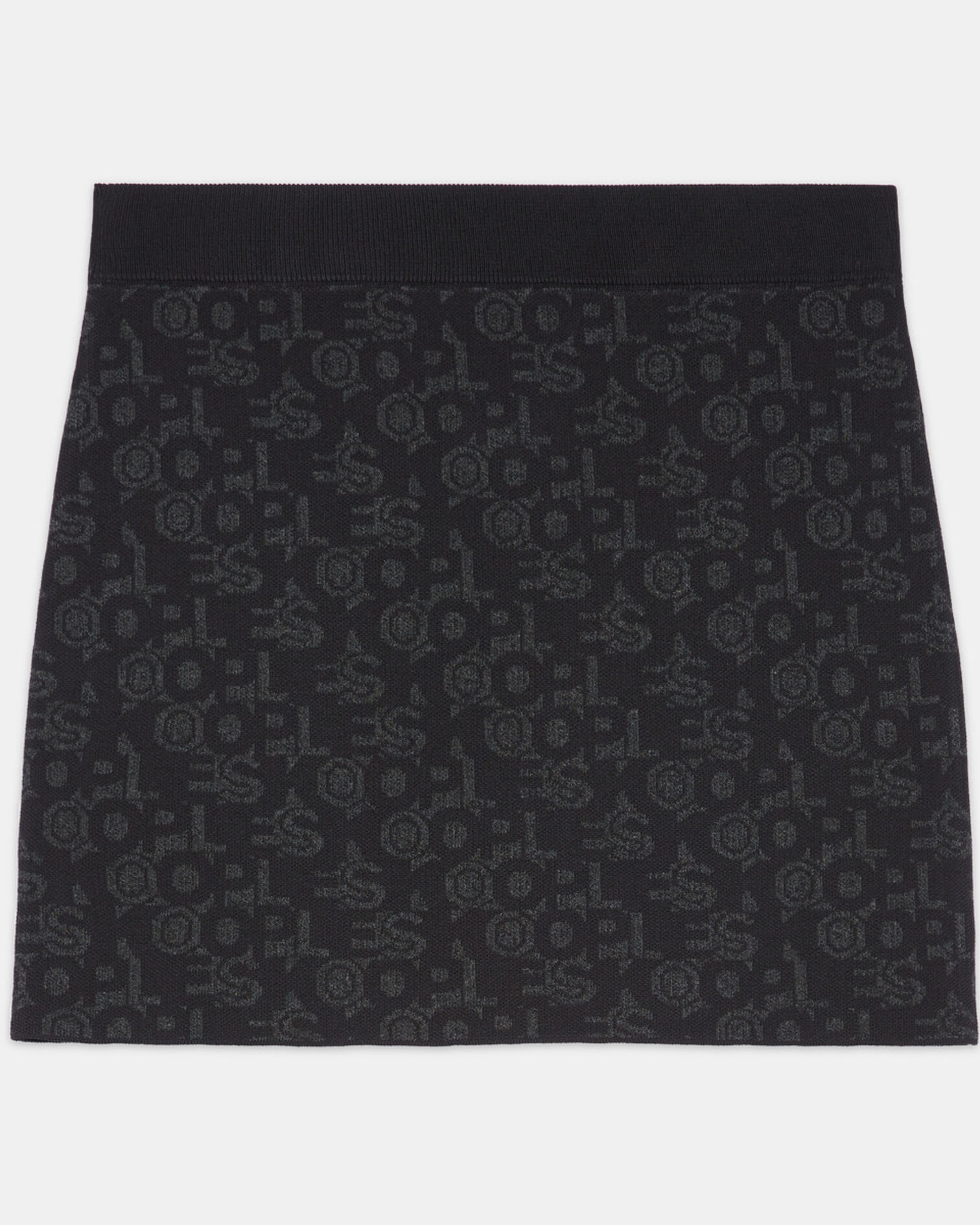 Short black skirt with The Kooples logo, BLACK DARK GREY, hi-res image number null